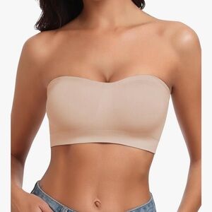 LeyShe Elegant Strapless Bandeau - Beige